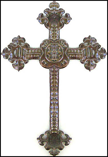 Large Decorative Cross Wall Hanging Christian Home Decor Handcrafted Haitian Metal Design 18 X 12 1 2