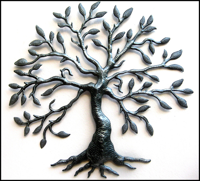 metal tree wall art brushed chrome with birds