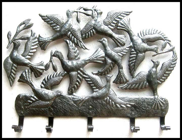 Handcrafted Metal Wall Hooks & Towel Hooks - Handcut Haitian Steel Drum Art